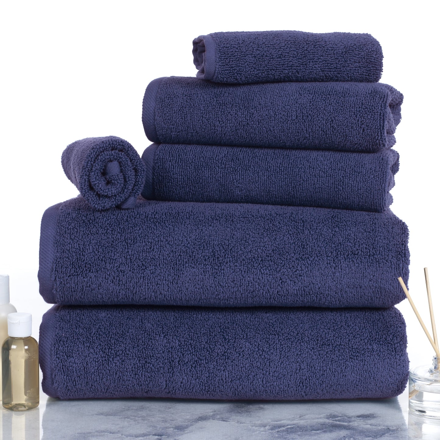 Somerset Home Juego de 6 Toallas de Baño 100% Algodón Lavables a Máquina, Azul Marino