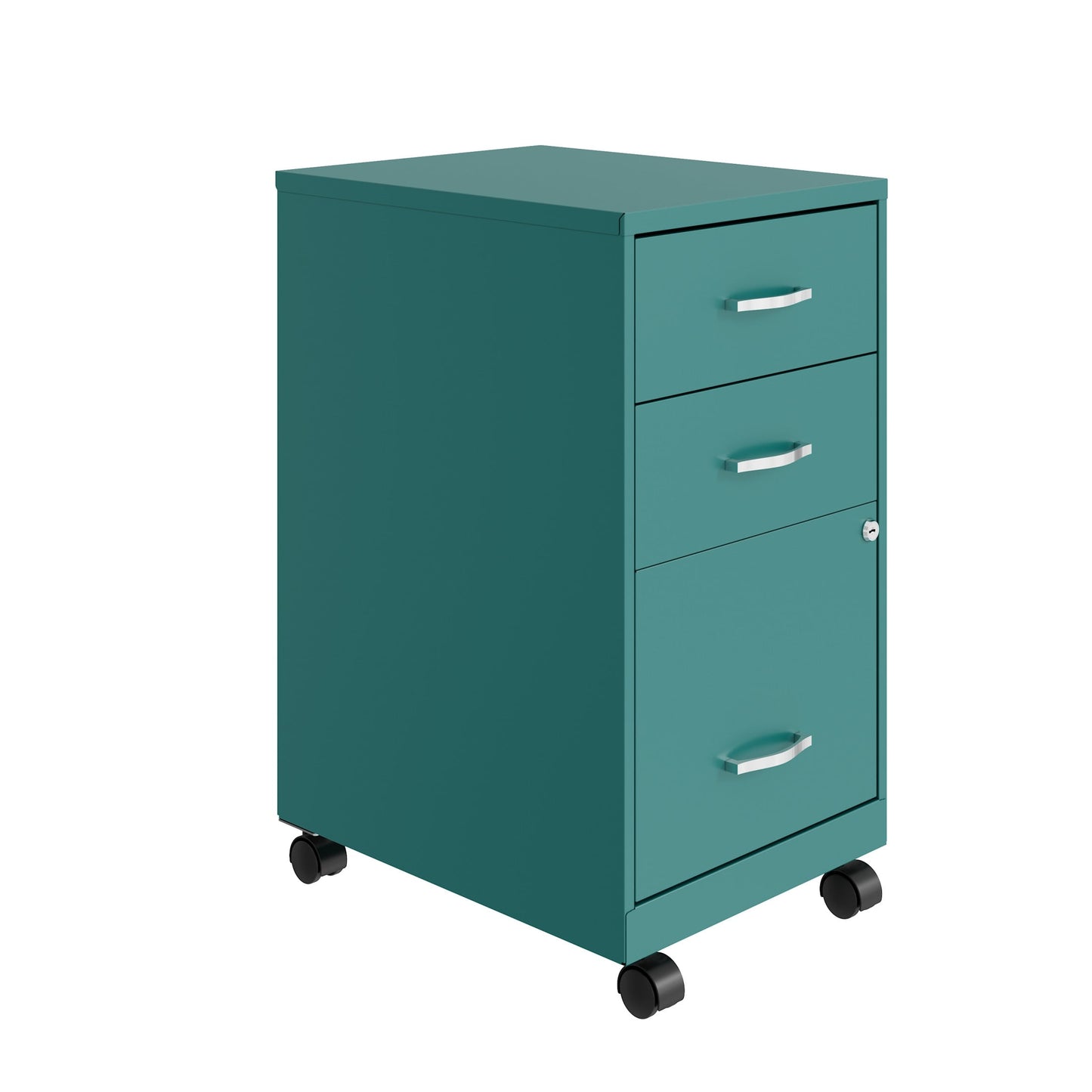Space Solutions 18" Deep 3 Drawer Mobile Letter Width Vertical File Cabinet, Silver