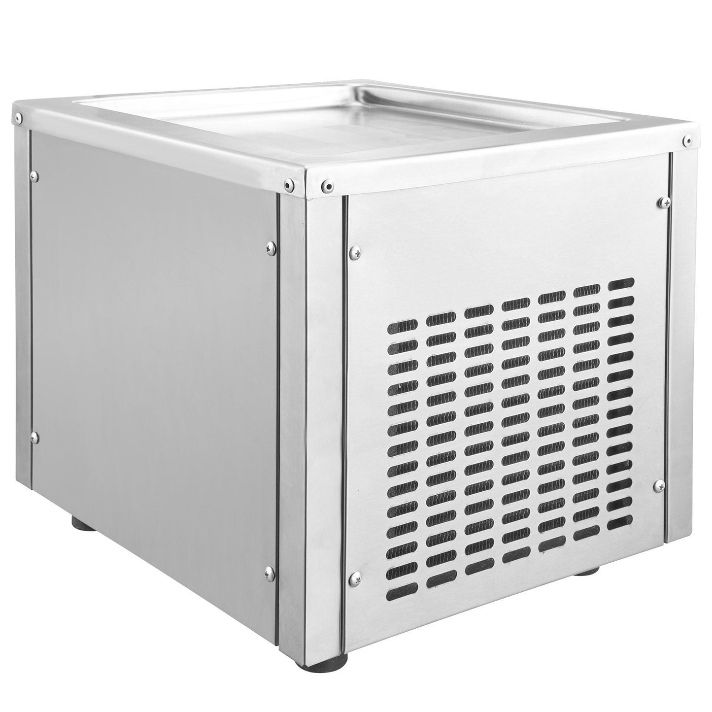 Stainless Steel Fried Ice Cream Roll Machine with Compressor, 11" x 9.5" Ice Cream Pan for Homemade Rolled Ice Cream, Frozen Yogurt, Dessert – Includes 2 Scrapers