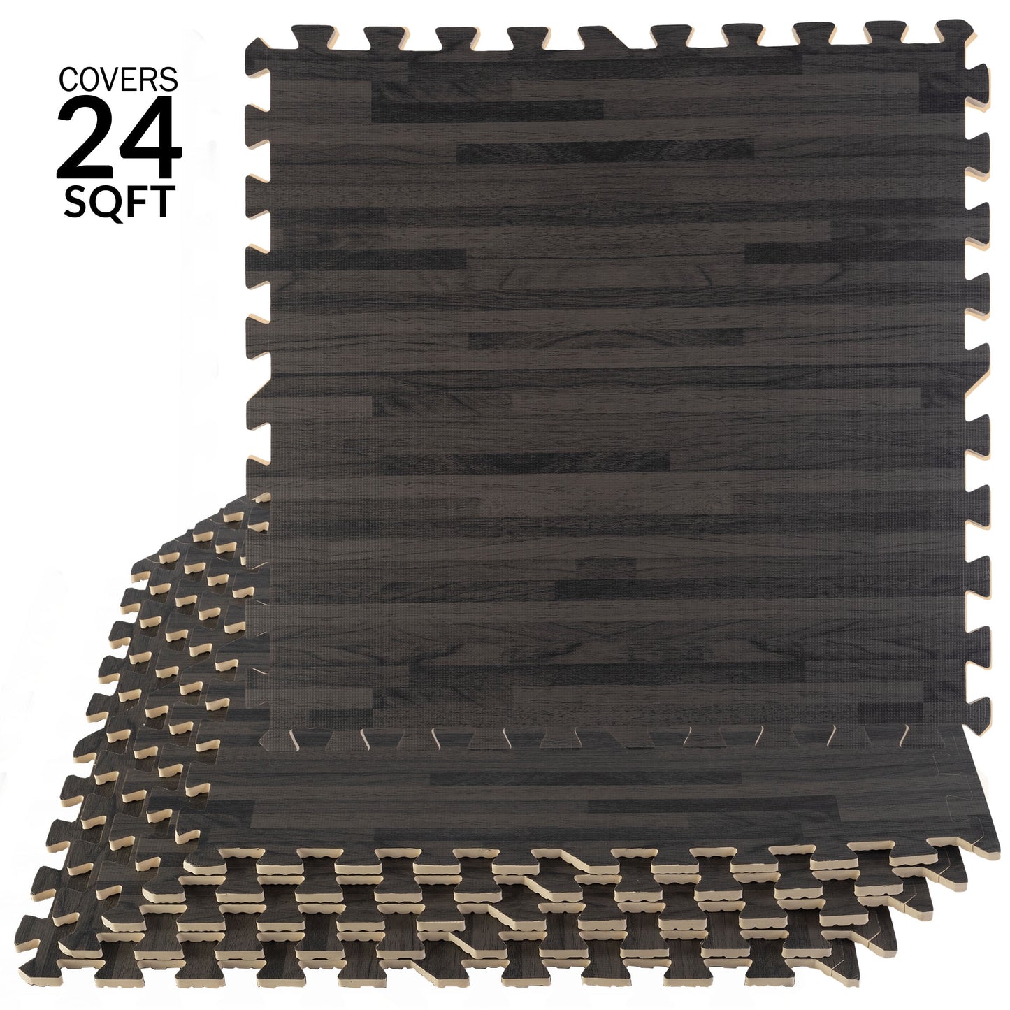 Stalwart EVA Foam Floor Tiles 6-Pack 24 SQFT interlocking Woodgrain Mats