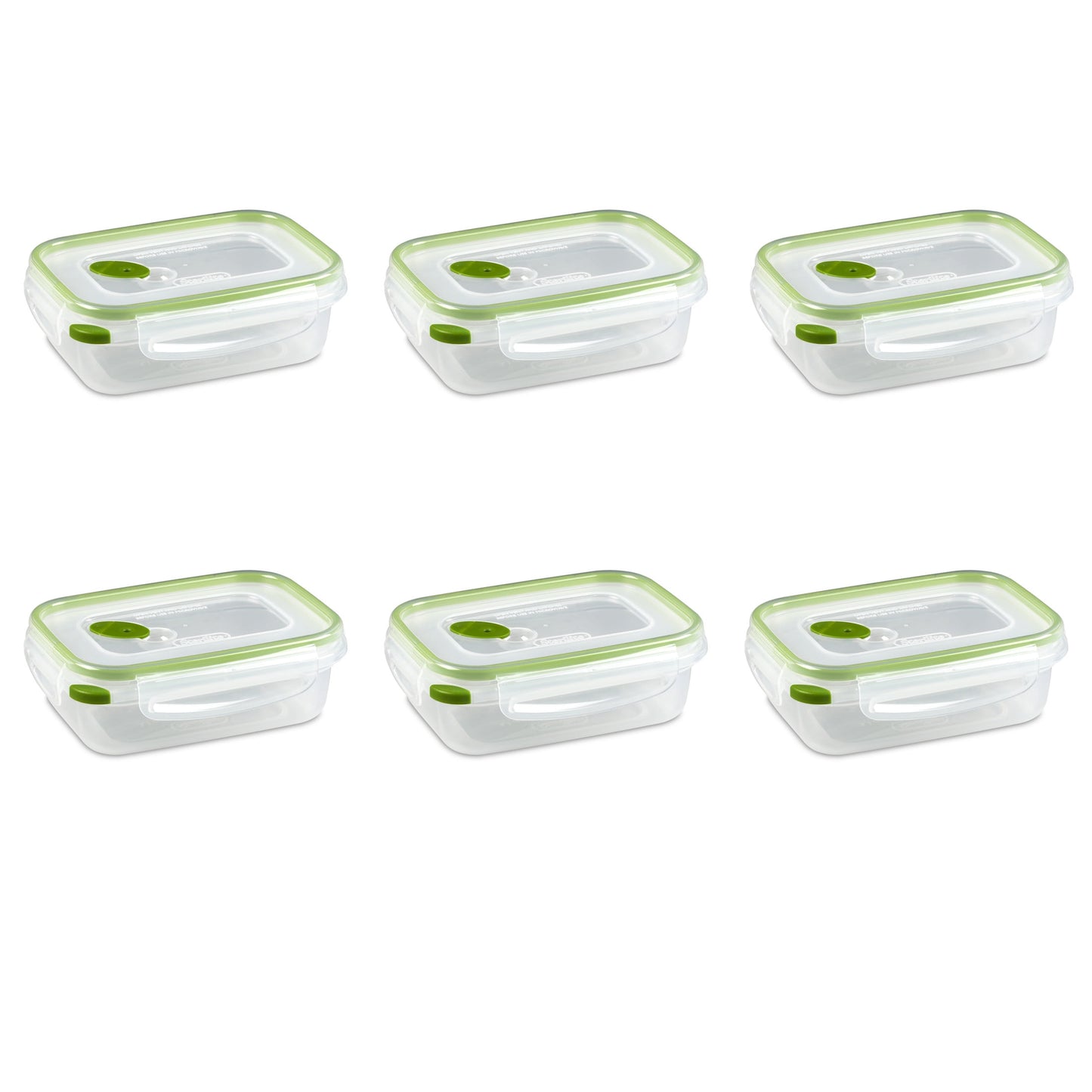 Sterilite Ultra•Seal™ 3.1 Cup Rectangle, Latching Food Storage Container, Airtight Watertight Seal, Green, 6 Count