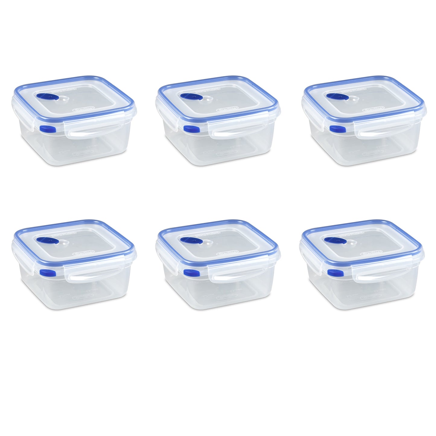 Sterilite Ultra•Seal™ 5.7 Cup Square, Latching Food Storage Container, Airtight Watertight Seal, Blue, 6 Count
