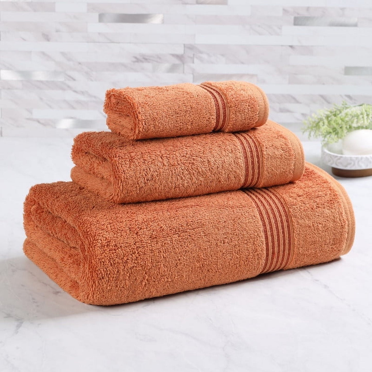 Superior Egyptian Cotton Absorbent 3-Piece Caramel Brown Towel Set