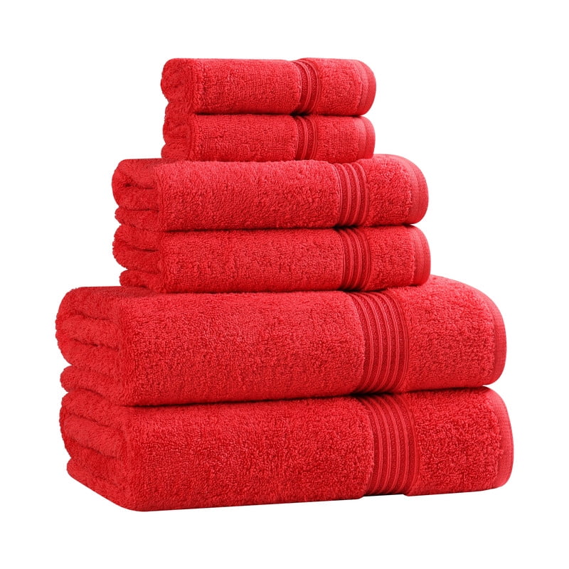 Superior Egyptian Cotton Absorbent 6-Piece Red Towel Set