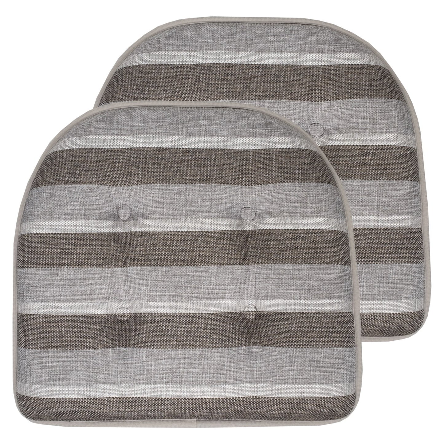 Sweet Home Collection Bradford Striped U Shaped Memory Foam Non Slip Chair Pad - Purple, 2 Pack