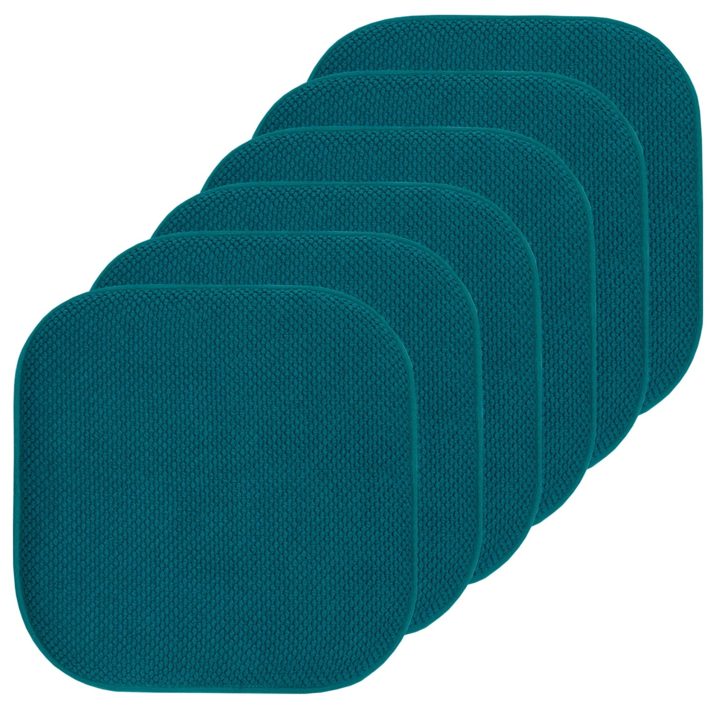 Sweet Home Collection Memory Foam Honeycomb Non-Slip Back 16" x 16" Chair Pad - Peacock, 6 Pack