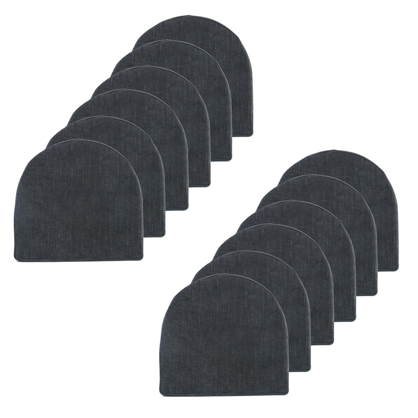 Sweet Home Collection U-Shape Molded Memory Foam Chair Pads With Ties Black 12 pack