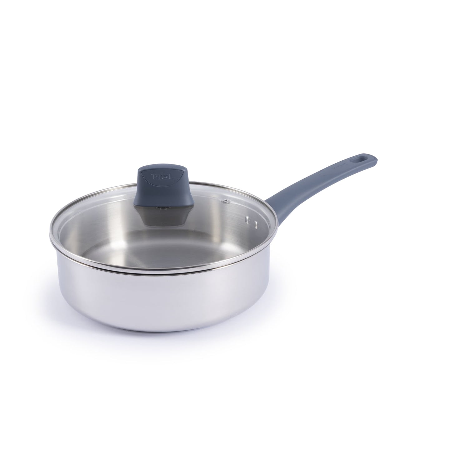 T-fal Daily Cook Stainless Steel Cookware Collection, 3.5 Quart Sauté Pan With Lid, Ocean Blue Handle