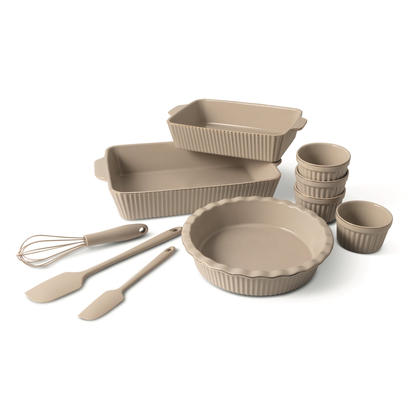 Thyme & Table Juego de ReposterÃa de Cerámica de 10 Piezas - Topo
