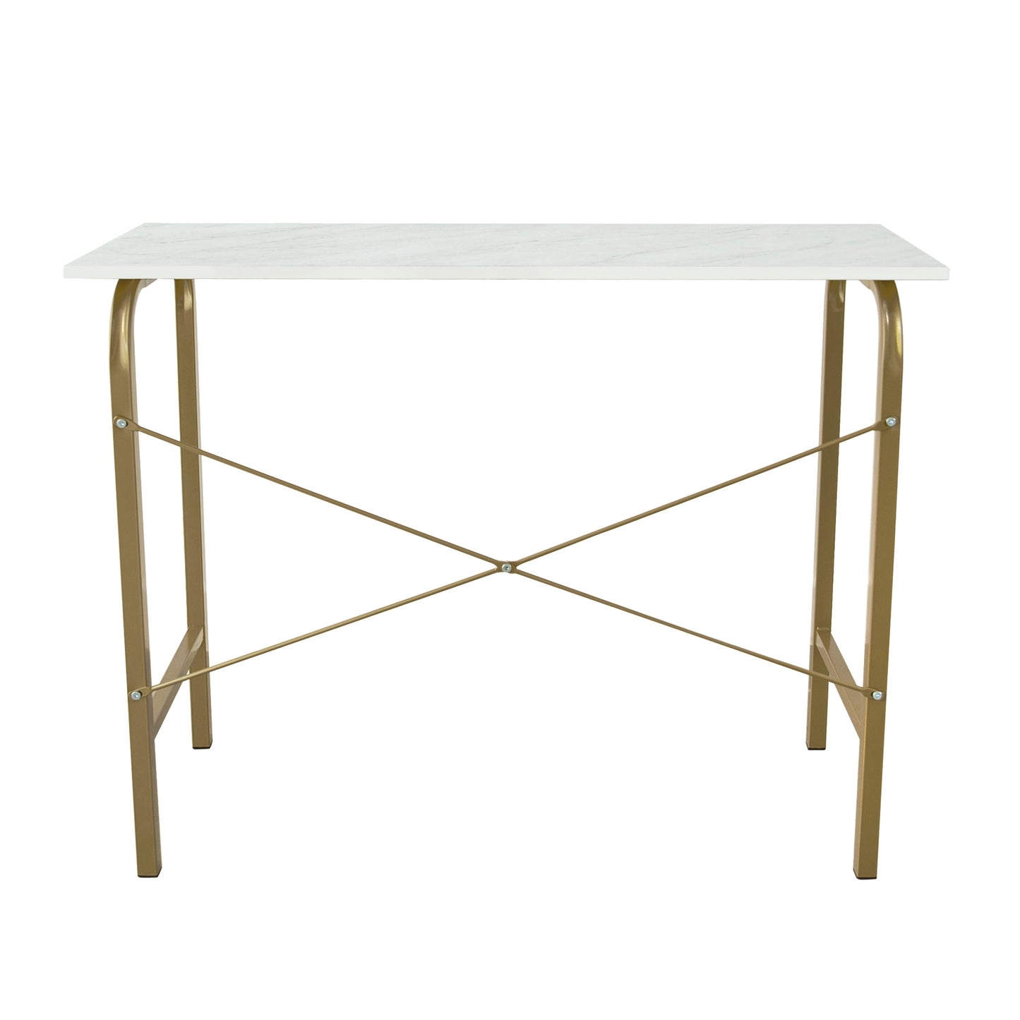 Teamson Home 40" Bella Home Office Desk with Faux Marble Top and Brass Frame, Faux Marble/Brass
