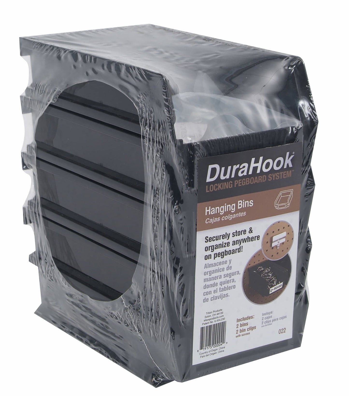 Triton Products® 7-3/8 In. L x 4-1/8 In. W x 3 In. H Black Polypropylene Hanging Bin & BinClip Kit, 4 Pack