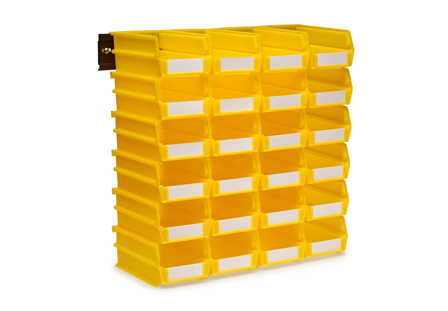 Triton Products® LocBin 26-Piece Wall Storage Unit with 7-3/8"L x 4-1/8"W x 3"H Interlocking Poly Bins, 24ct, Wall Mount Rails 8-3/4"L with Hardware, 2pk
