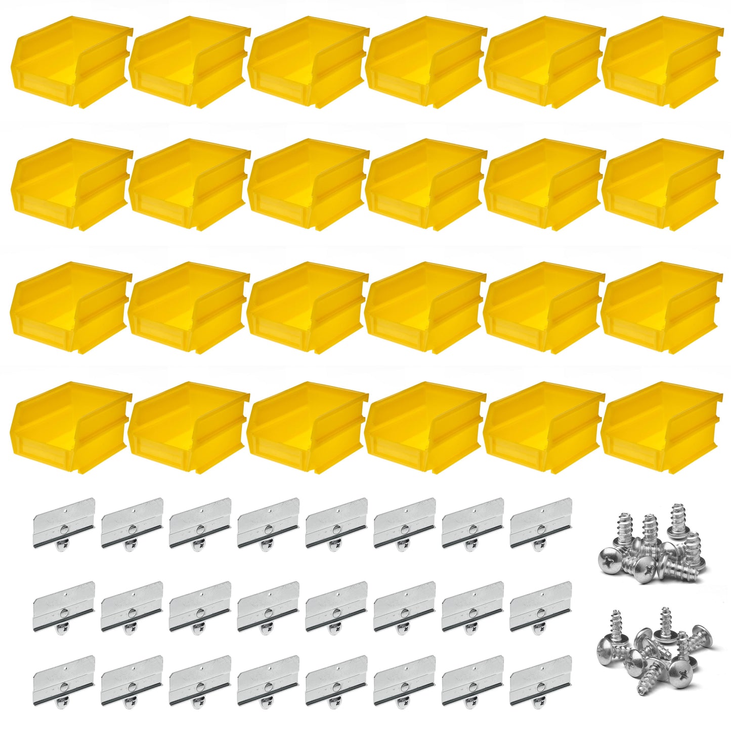 Triton Products® LocBin 5-3/8"L x 4-1/8"W x 3"H Yellow Polypropylene Hanging Bin & BinClip Kits, 24ct