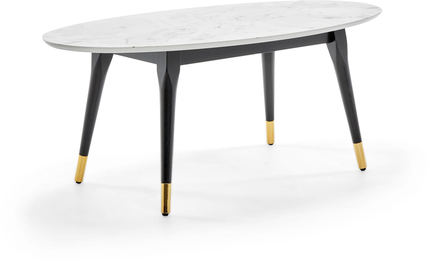 Elle Decor Clementine Mid-Century Modern Living Room Furniture Collection with Brass Accents Assembly Required, Marble White