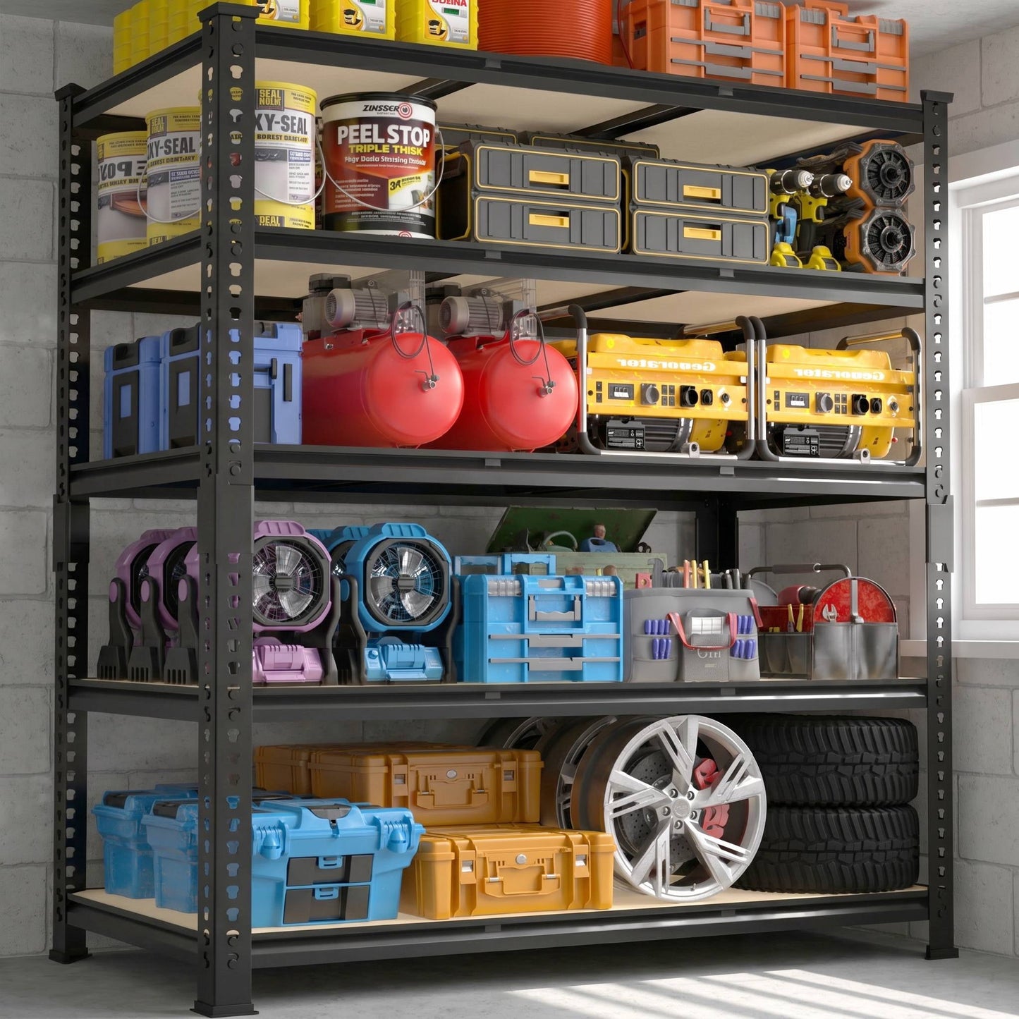 TrumanPick 48" W Garage Shelving 3250LBS Heavy Duty Storage Shelves 5 Tier Adjustable Metal Shelving Rack, Industrial Shelf, 72" H x 24" D