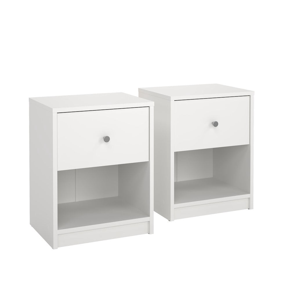 Tvilum Portland White 1 Drawer Set of 2 Nightstand