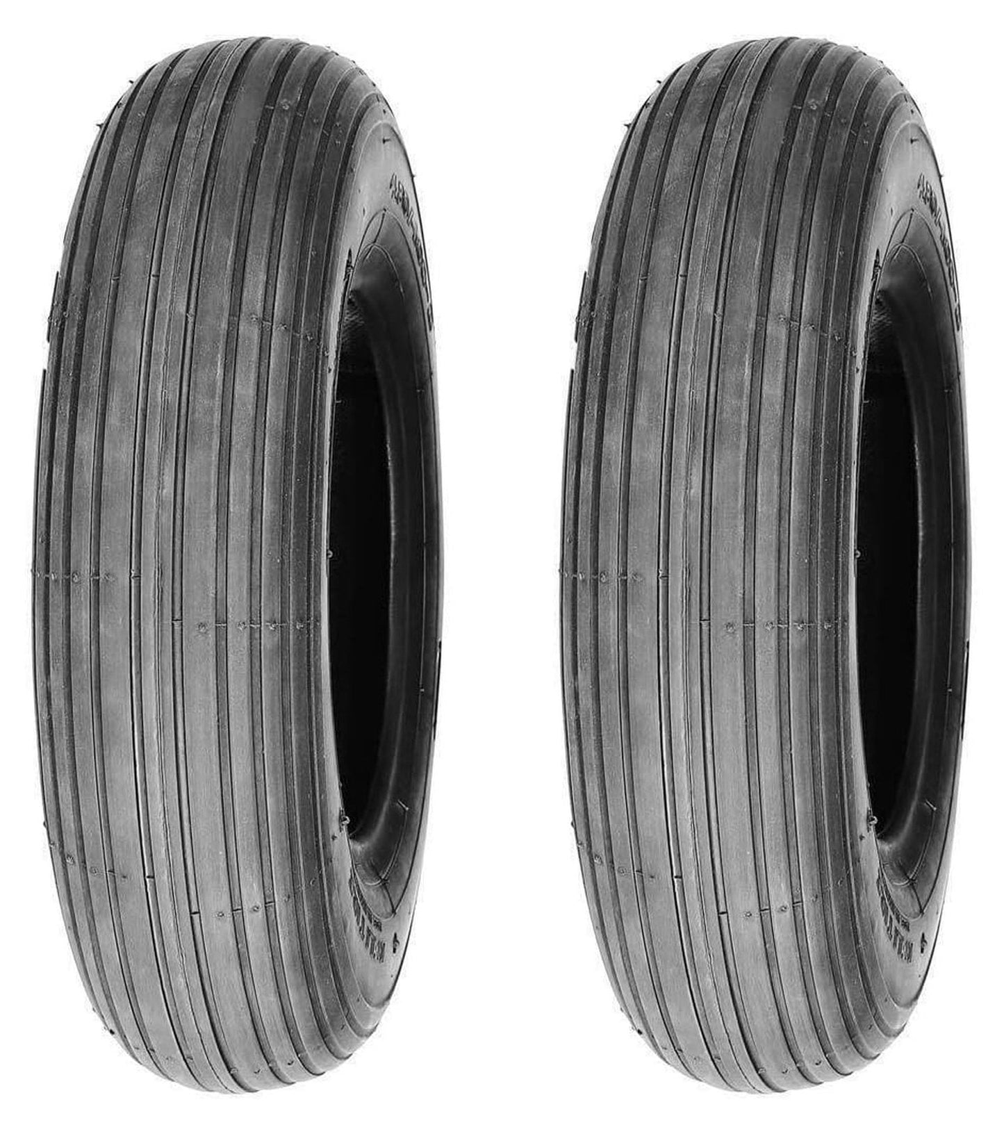 Two 3.50-8 Rib Tread Tubeless 4 Ply Wheel Barrow Tires 350-8 3.50x8