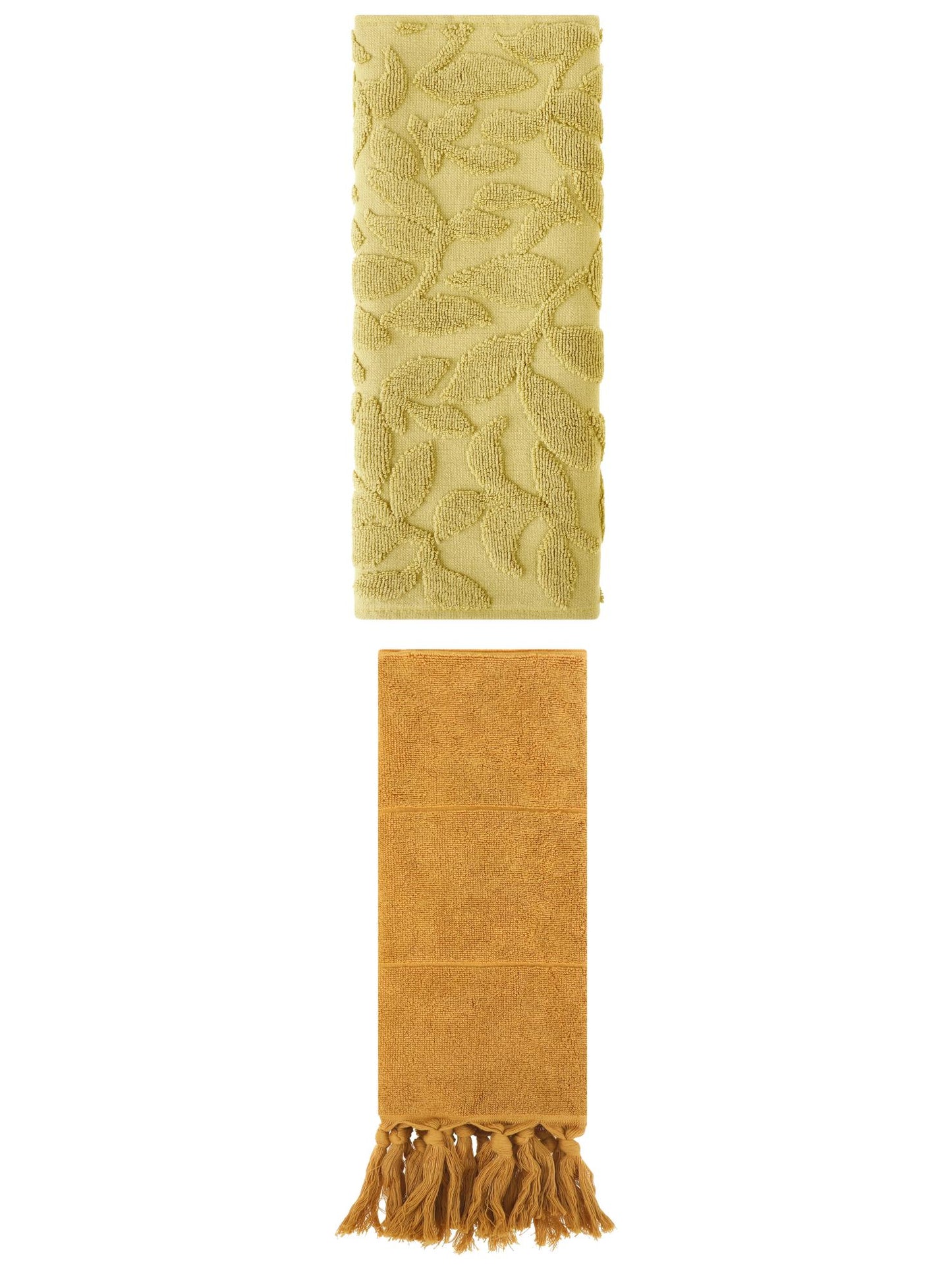 Unique Bargains 2 Pack Absorbent Cotton Hand Towels with Tassels 14"x30" Yellow