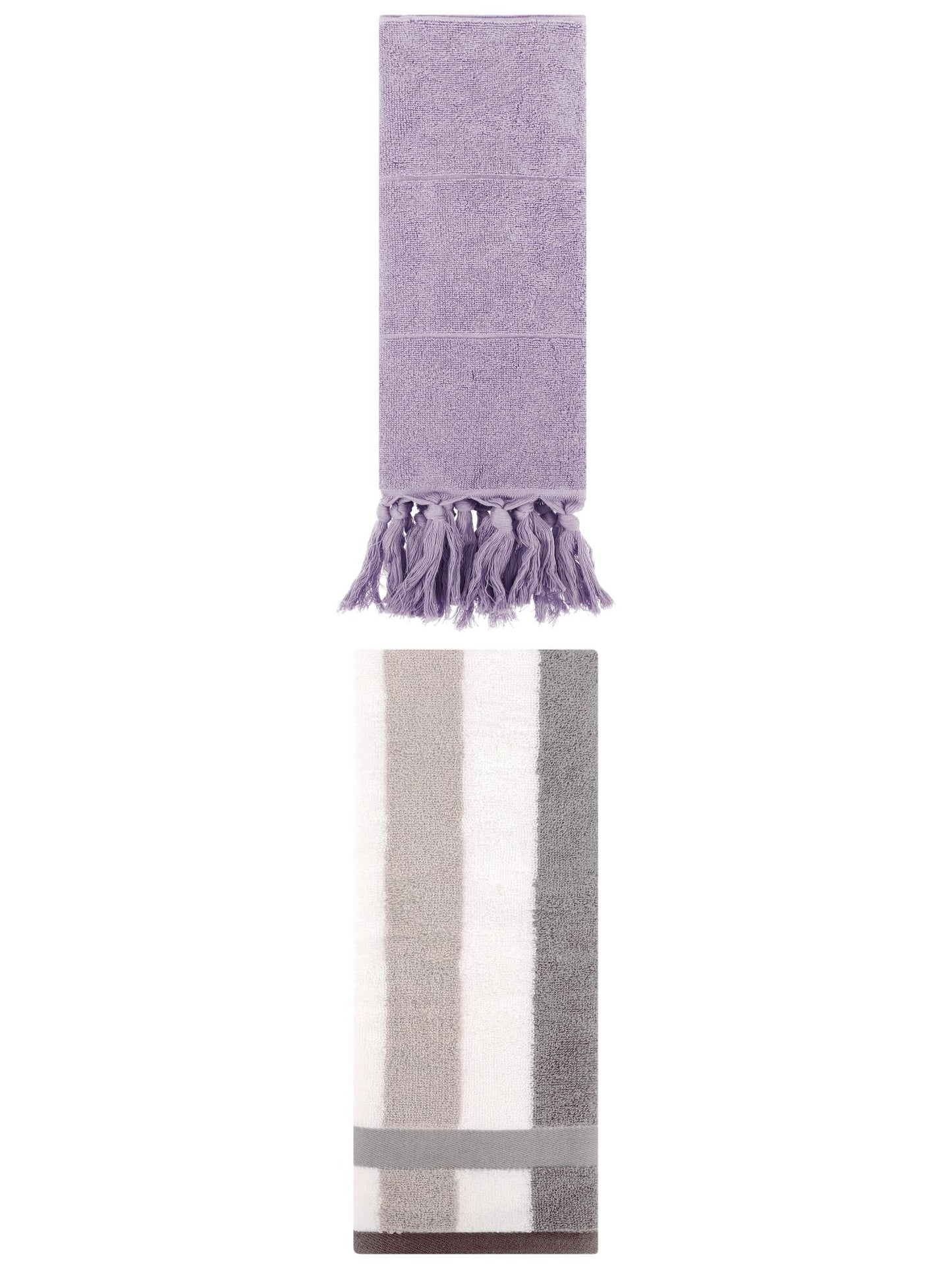 Unique Bargains 2 Pack Soft Decorative Hand Towel Purple/Grey 14"x30"/13"x29"
