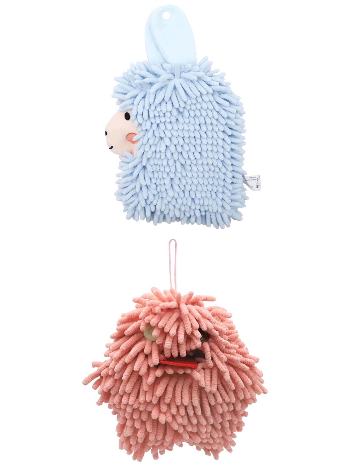 Unique Bargains 2 Packs Cute Cartoon Hand Towel 7" x 7"/7" x 11" Pink/Blue