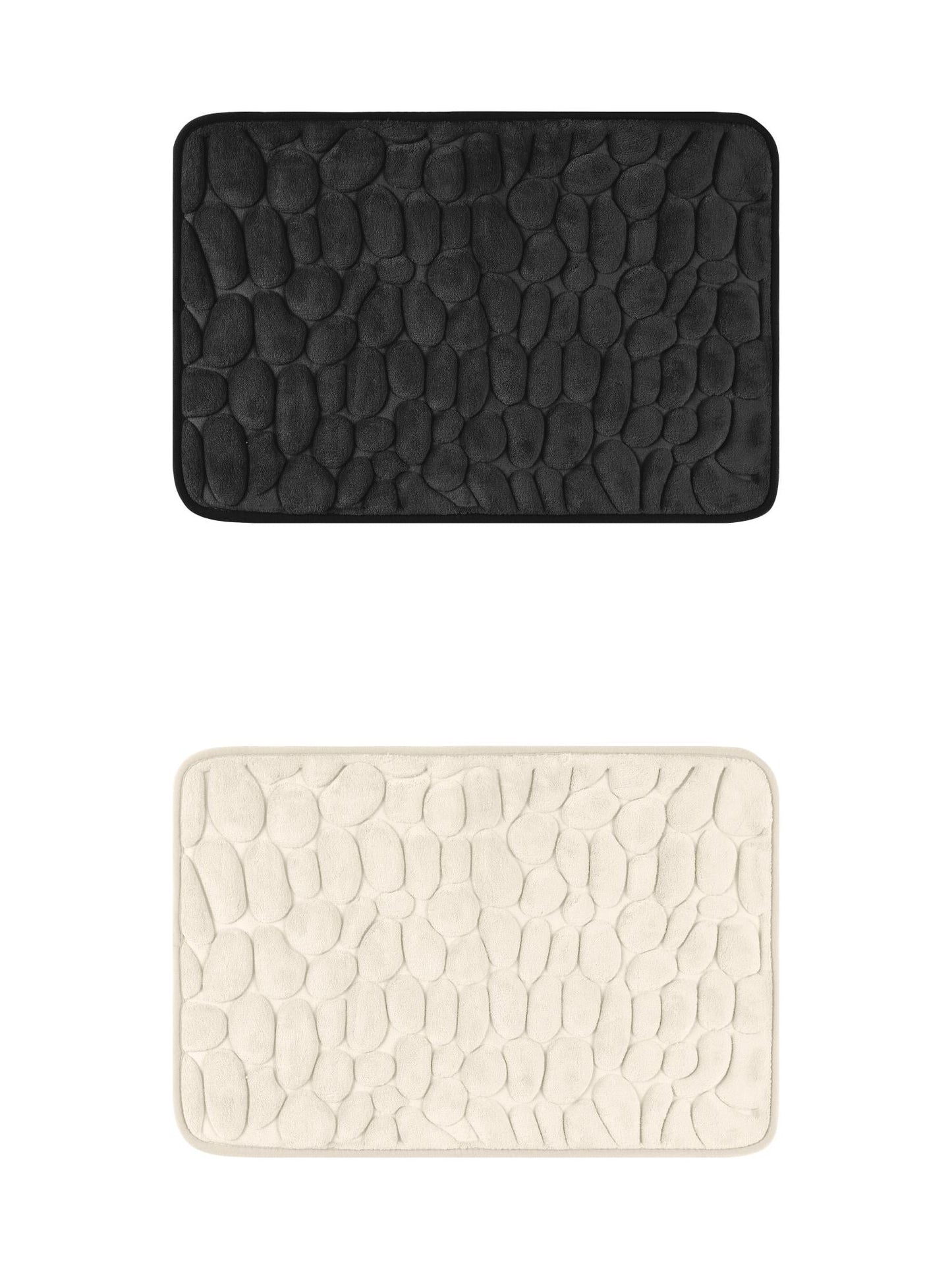 Unique Bargains 2 Pcs Bath Mat Quick Dry Bath Mats Black/Khaki 16" x 24"