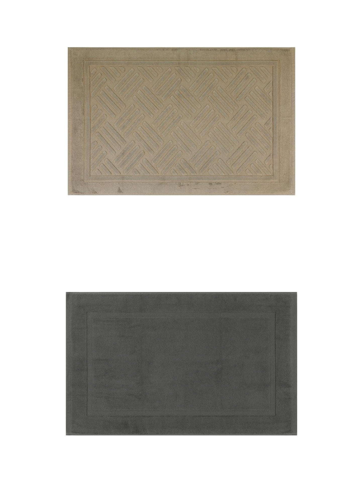 Unique Bargains 2 Pcs Cotton Banded Reversible Soft Bath Rug Grey/Khaki 20" x 32"