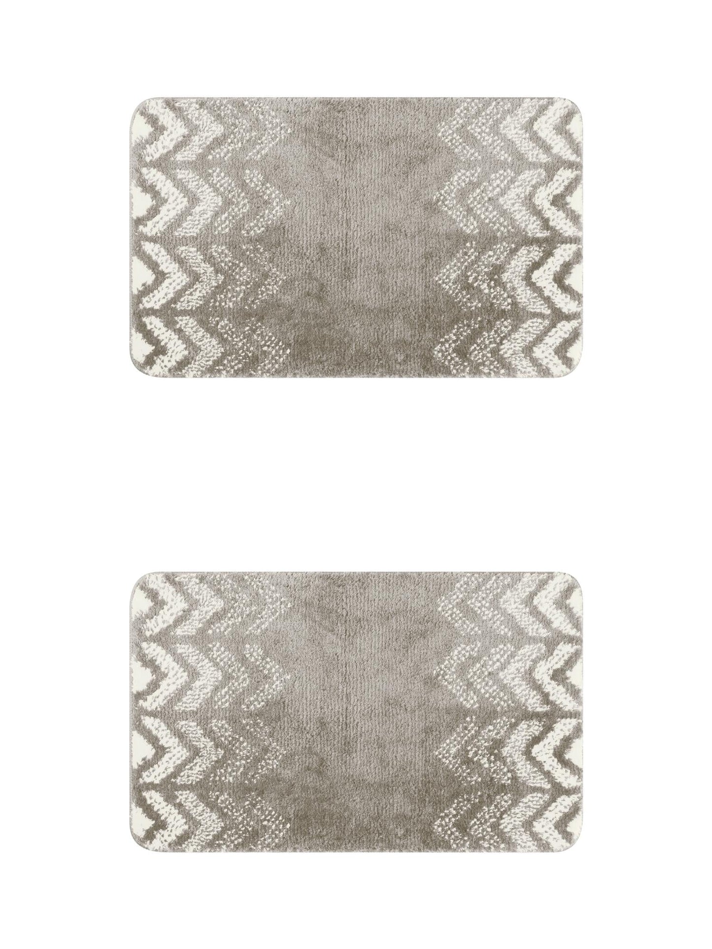 Unique Bargains 2 Pcs Geometric Patterns Bathroom Mats Absorbent Non-Slip Bath Rugs Grey 16" x 24"