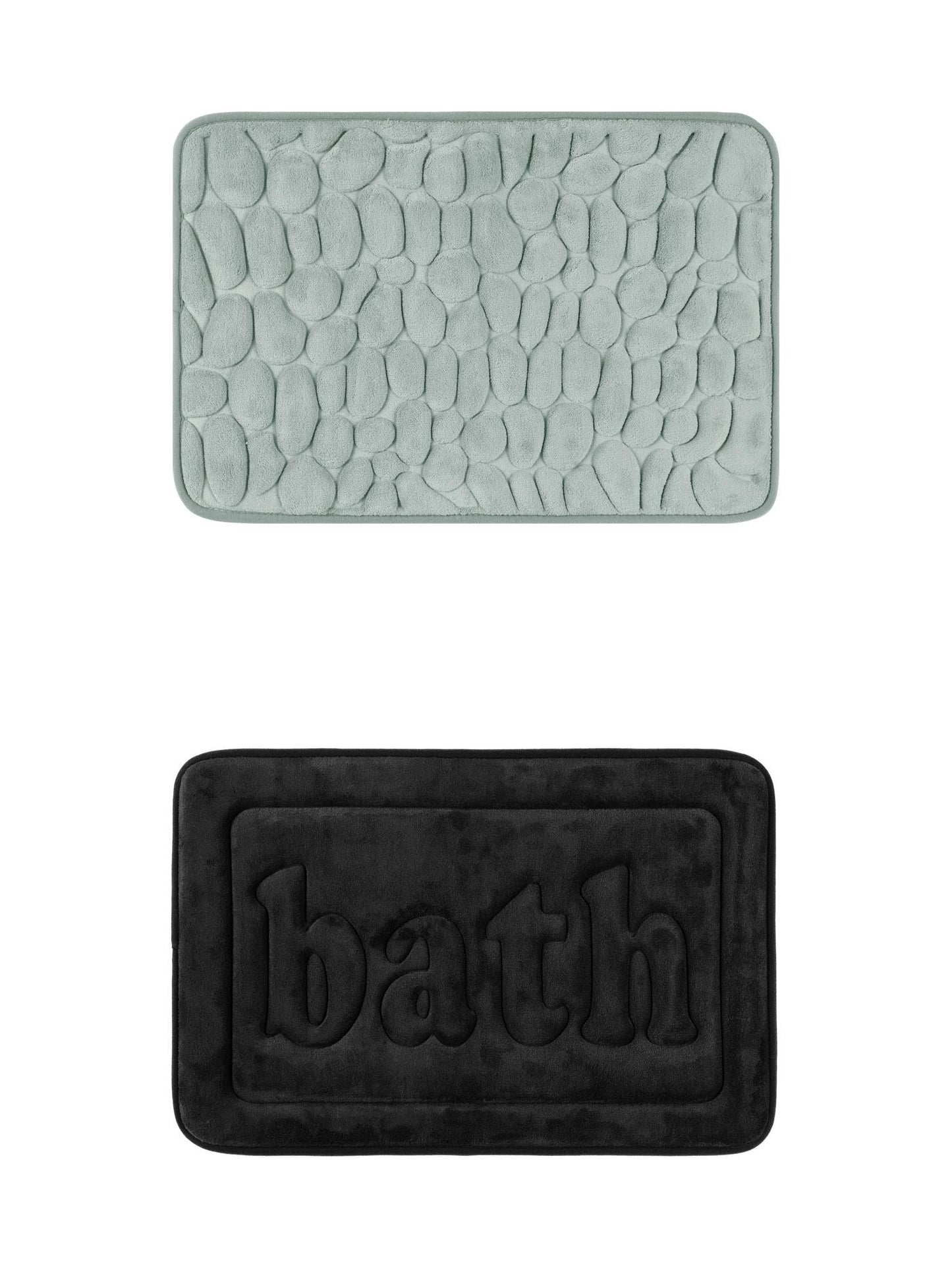 Unique Bargains 2 Pcs Memory Foam Absorbent Bathroom Rugs Grey/Black 16" x 24"