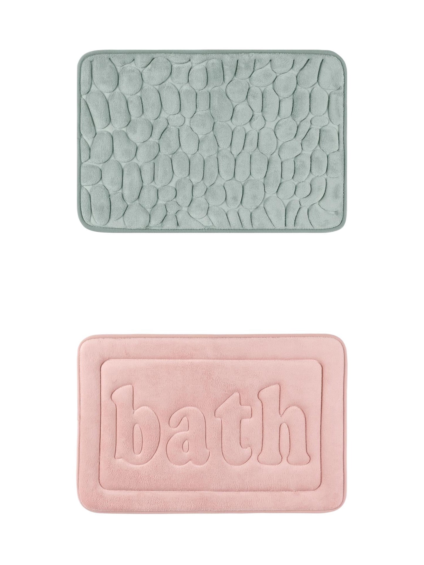 Unique Bargains 2 Pcs Memory Foam Absorbent Bathroom Rugs Grey/Pink 16" x 24"
