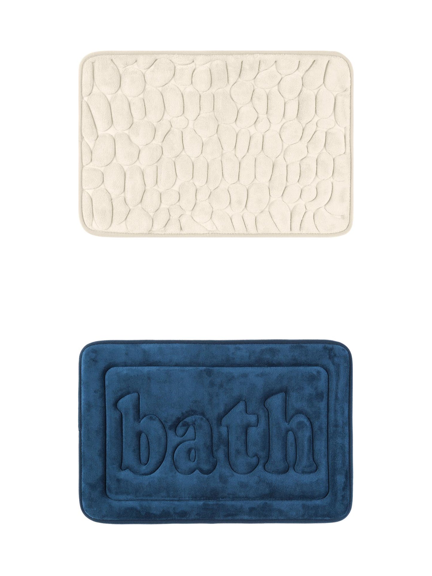 Unique Bargains 2 Pcs Memory Foam Absorbent Bathroom Rugs Khaki/Dark Blue 20" x 32"