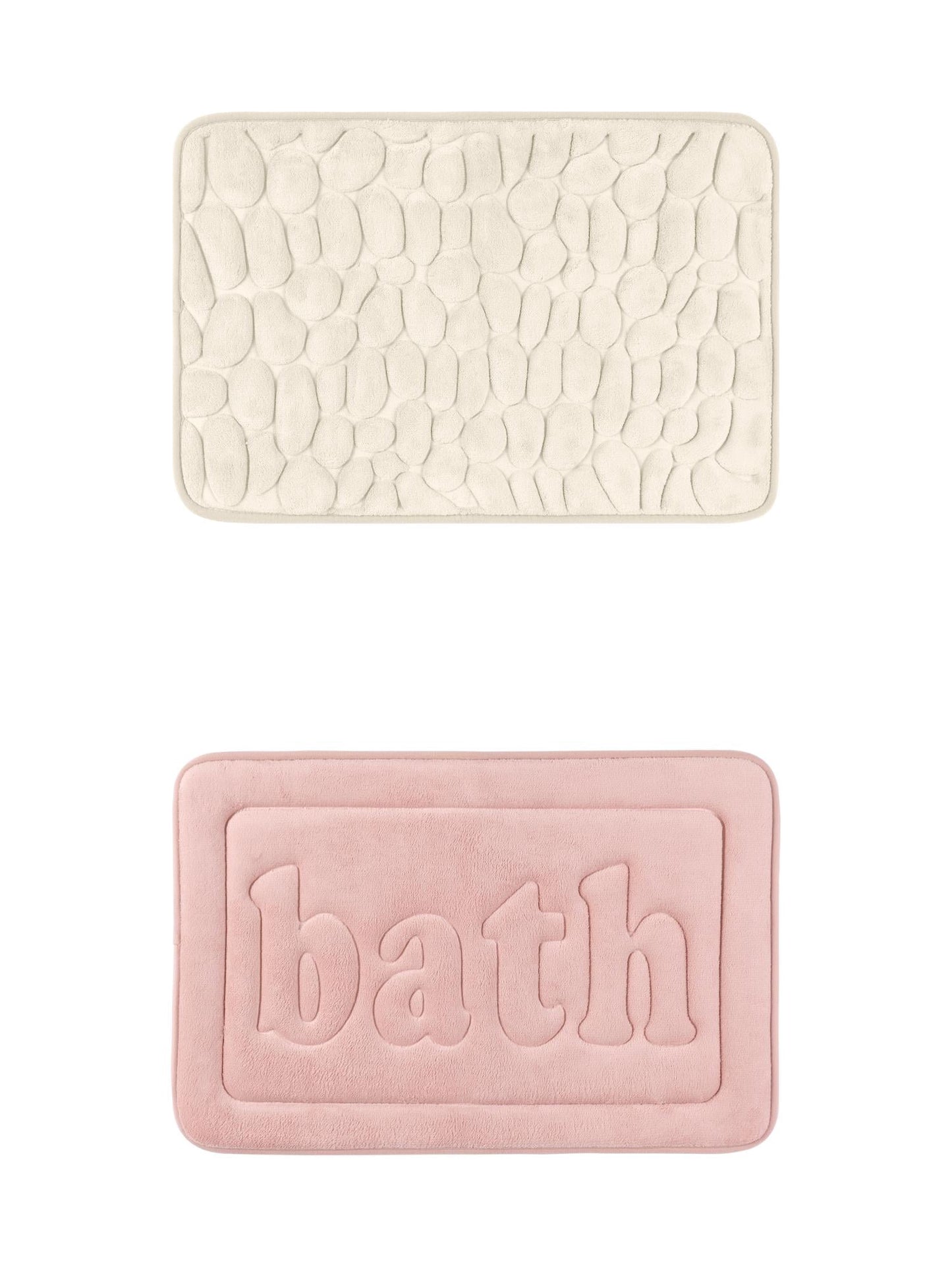 Unique Bargains 2 Pcs Memory Foam Absorbent Bathroom Rugs Khaki/Pink 16" x 24"