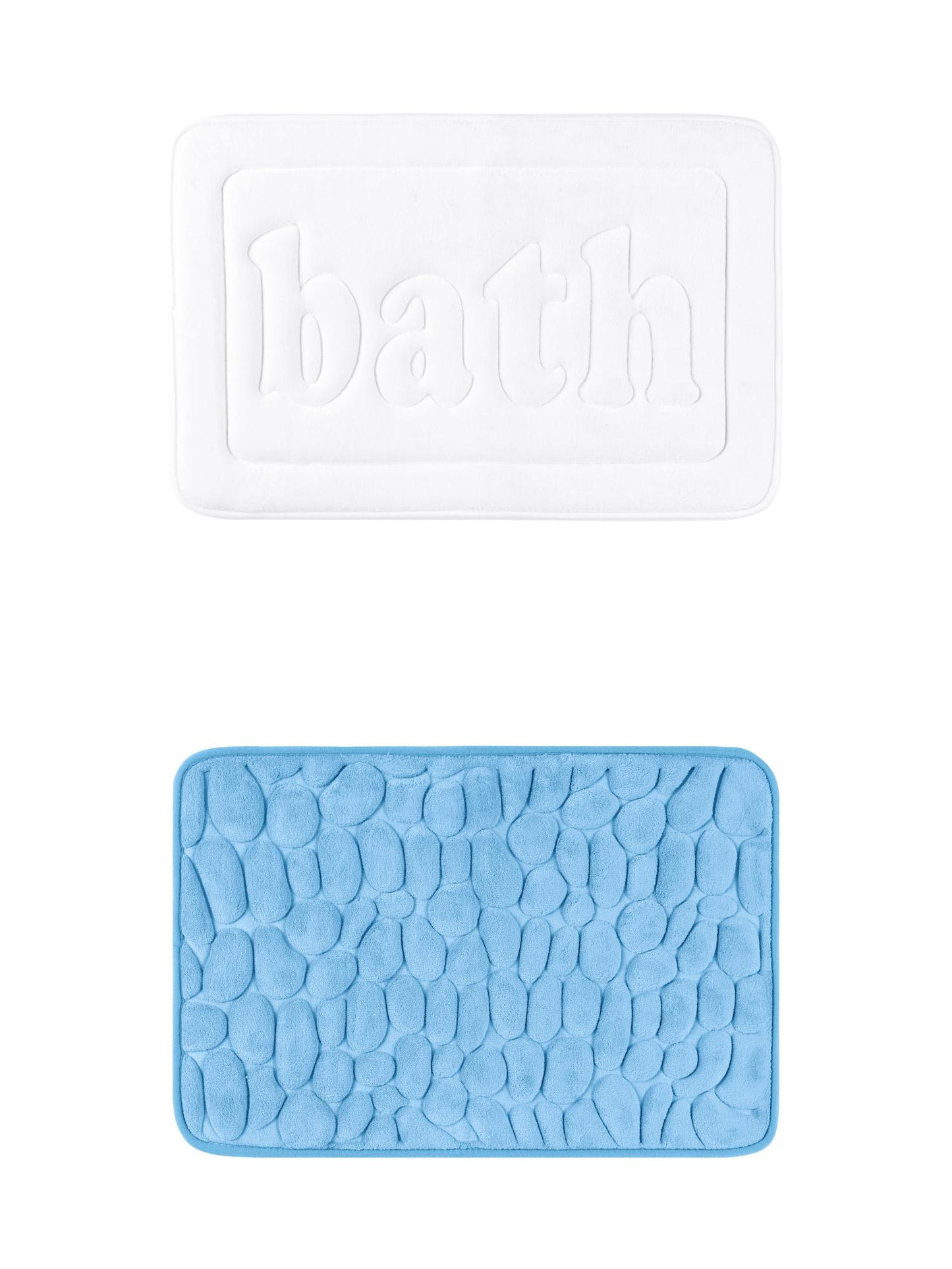 Unique Bargains 2 Pcs Memory Foam Absorbent Bathroom Rugs Light Blue/White 16" x 24"