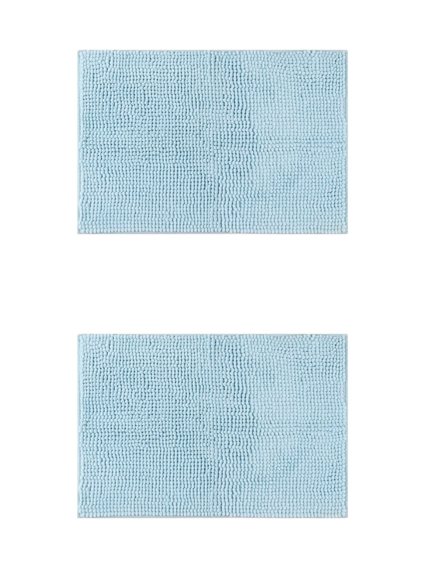 Unique Bargains 2 Pcs Non-Slip Microfiber Bathroom Mats Blue 16" x 24"/20" x 32"