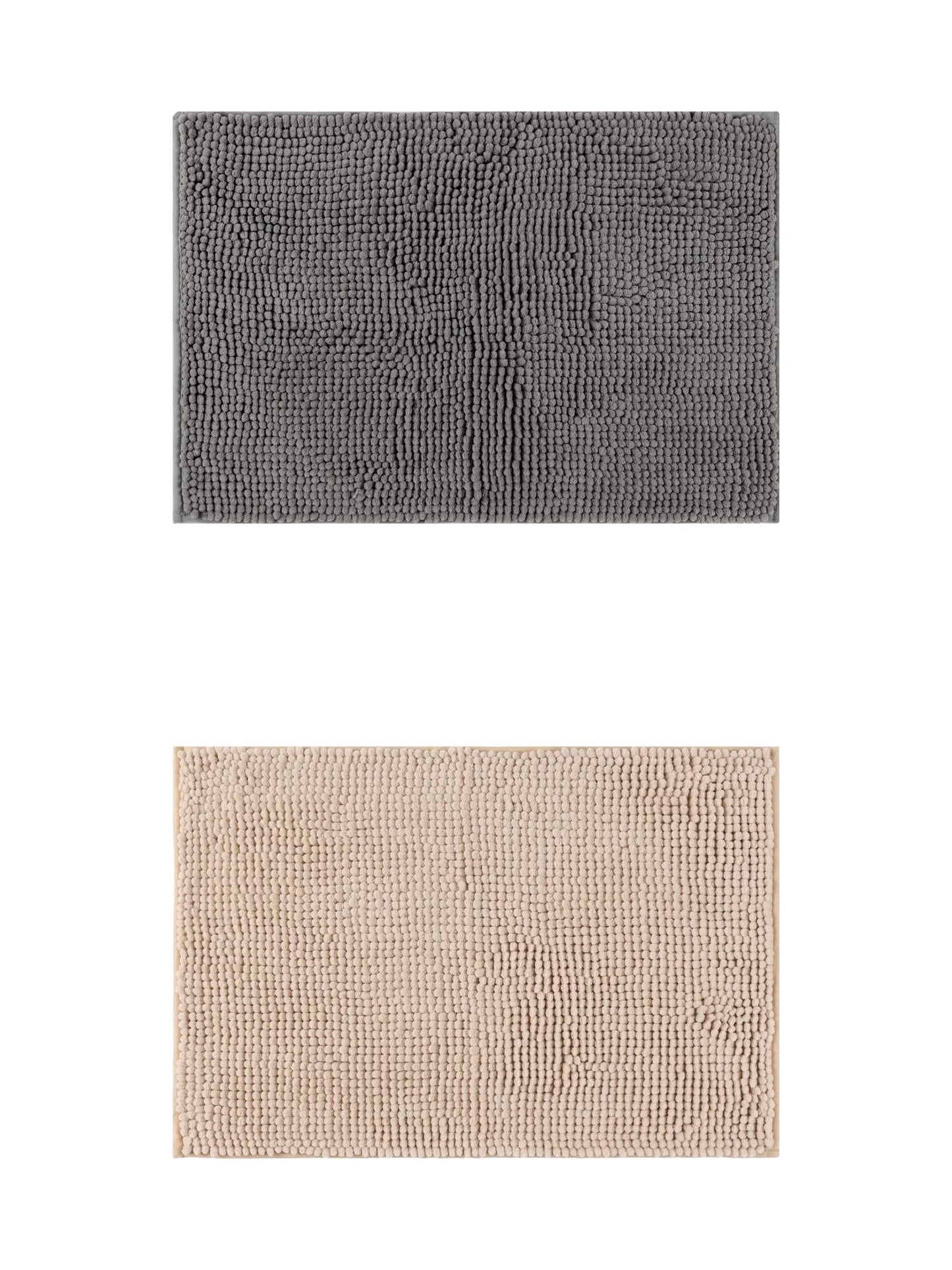 Unique Bargains 2 Pcs Non-Slip Microfiber Bathroom Mats Khaki/Grey 20" x 32"