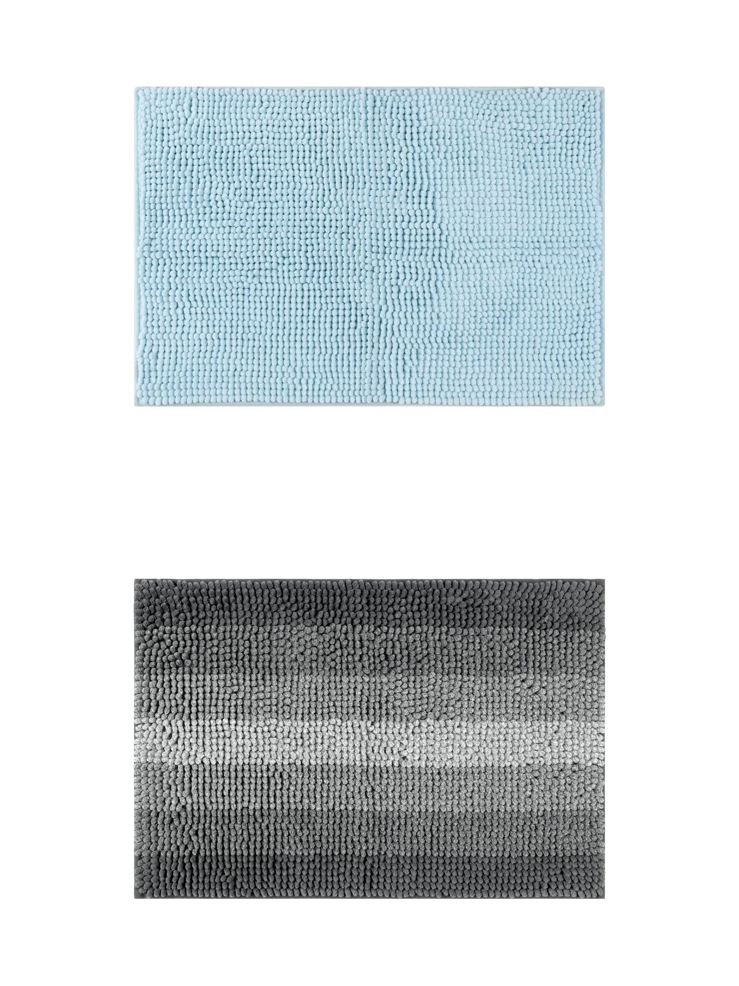 Unique Bargains 2 Pcs Plush Fluffy Extra Thick Mat Blue/Black 20" x 32"