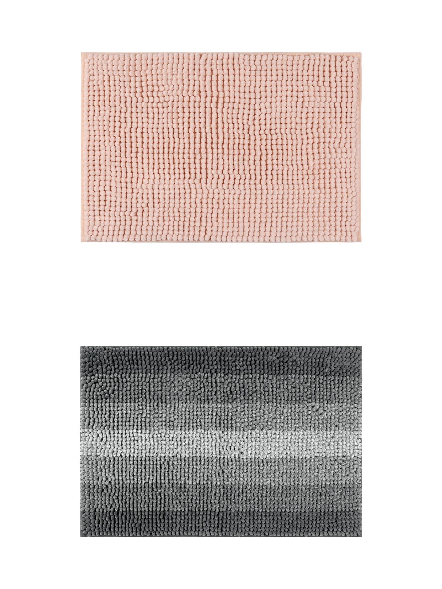 Unique Bargains 2 Pcs Plush Fluffy Extra Thick Mat Pink/Black 16" x 24"