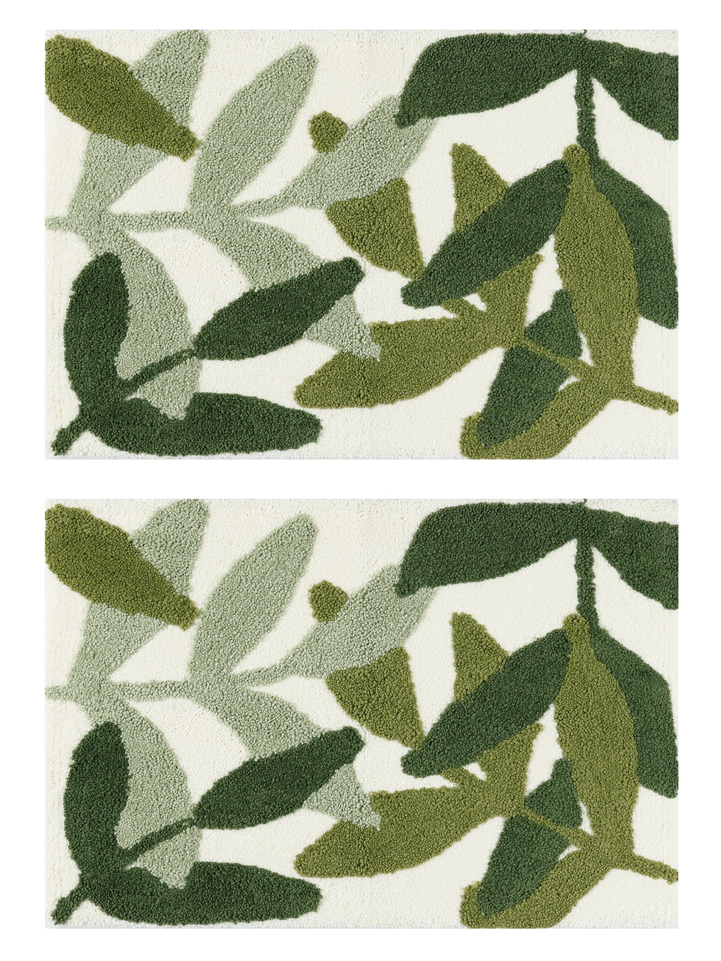 Unique Bargains 2 Pcs Printing Non-Slip Bathroom Mats Soft Plush Fluffy Bath Rugs Leaf-1 20" x 32"
