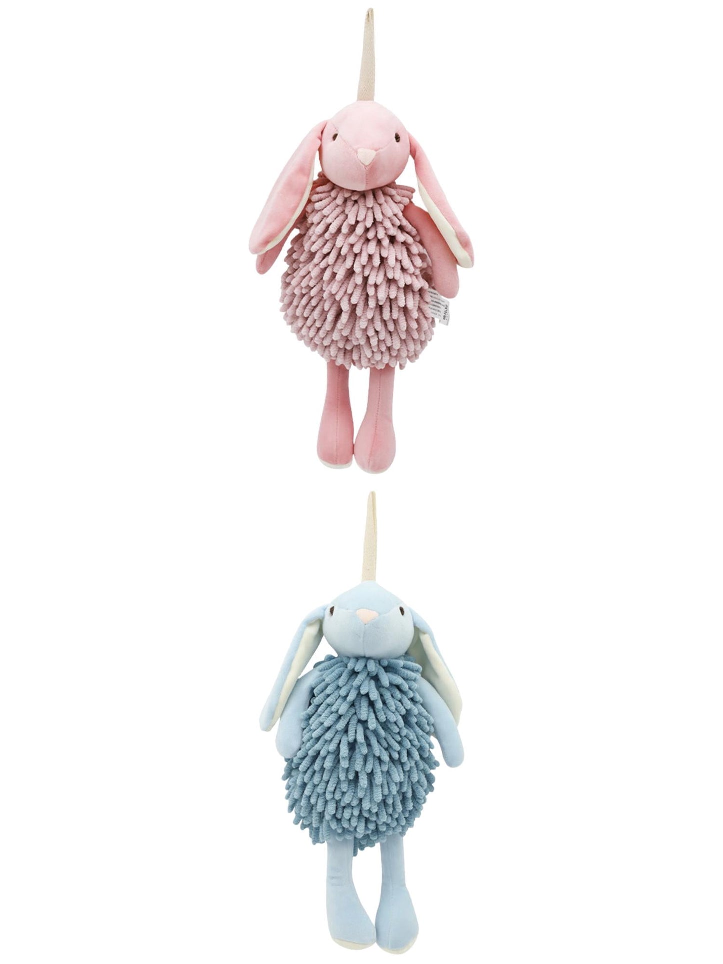 Unique Bargains 2 Pcs Rabbit Hand Towels 6" x 14" Pink/Blue