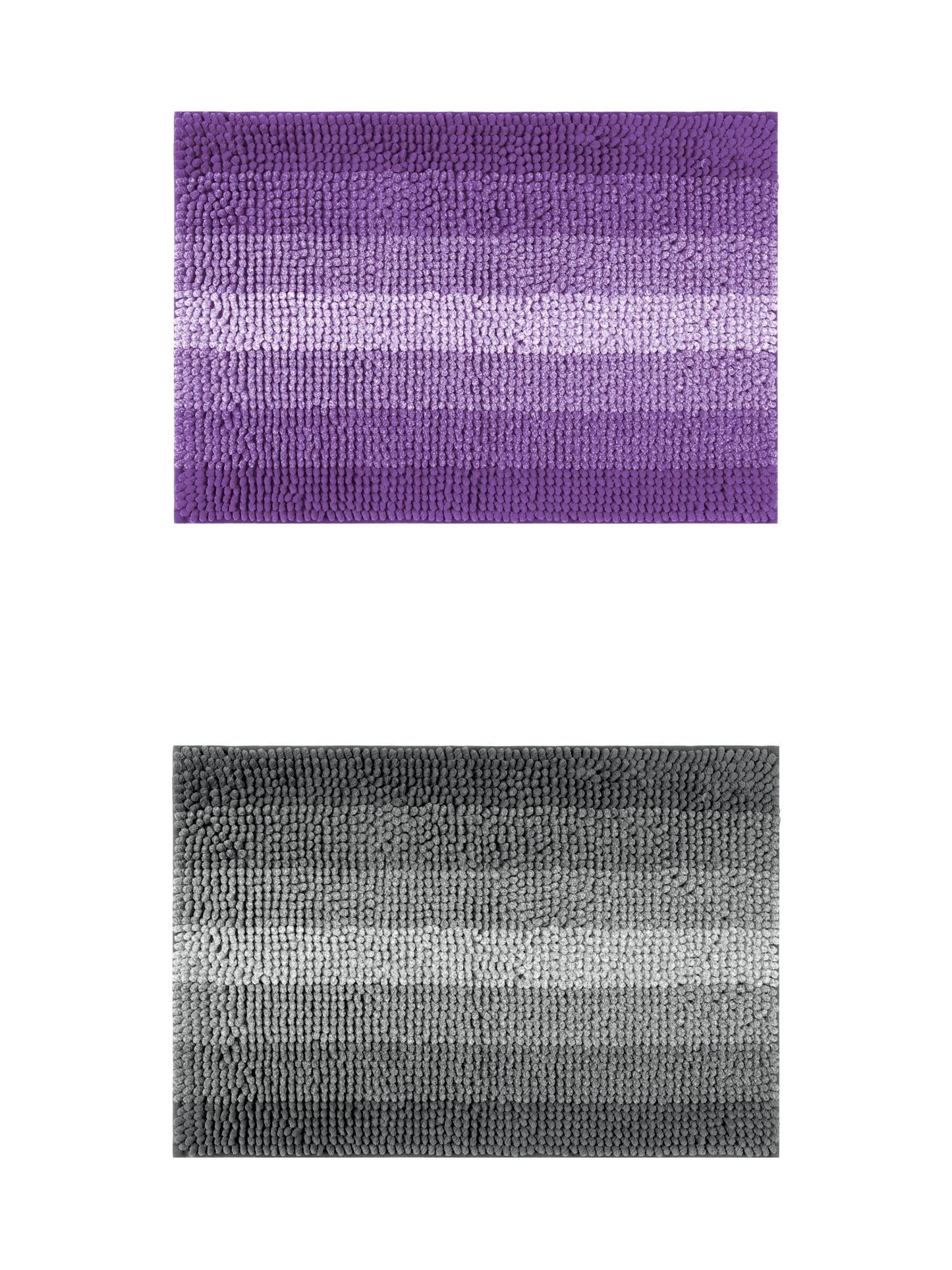 Unique Bargains 2 Pcs Striped Mats Non-Slip Bath Carpet Navy Blue/Purple 16" x 24"