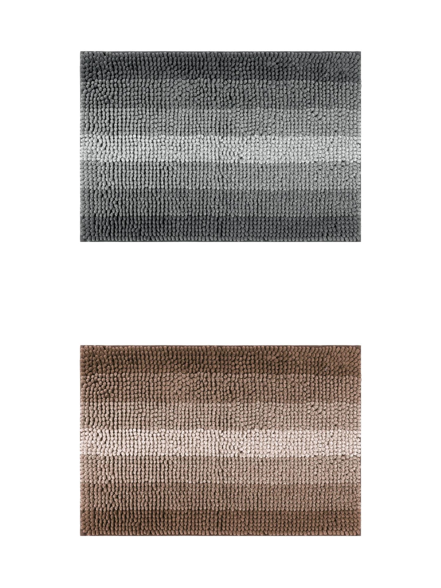 Unique Bargains 2 Pcs Striped Mats Non-Slip Bath Carpet Coffee/Black 20" x 32"