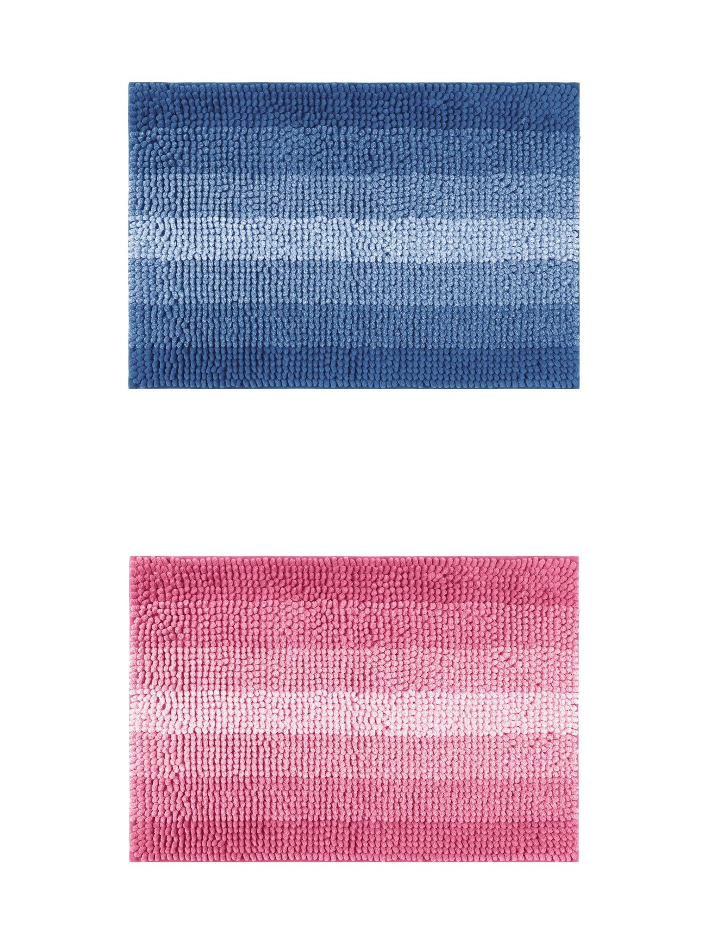 Unique Bargains 2 Pcs Striped Mats Non-Slip Bath Carpet Navy Blue/Pink 20" x 32"