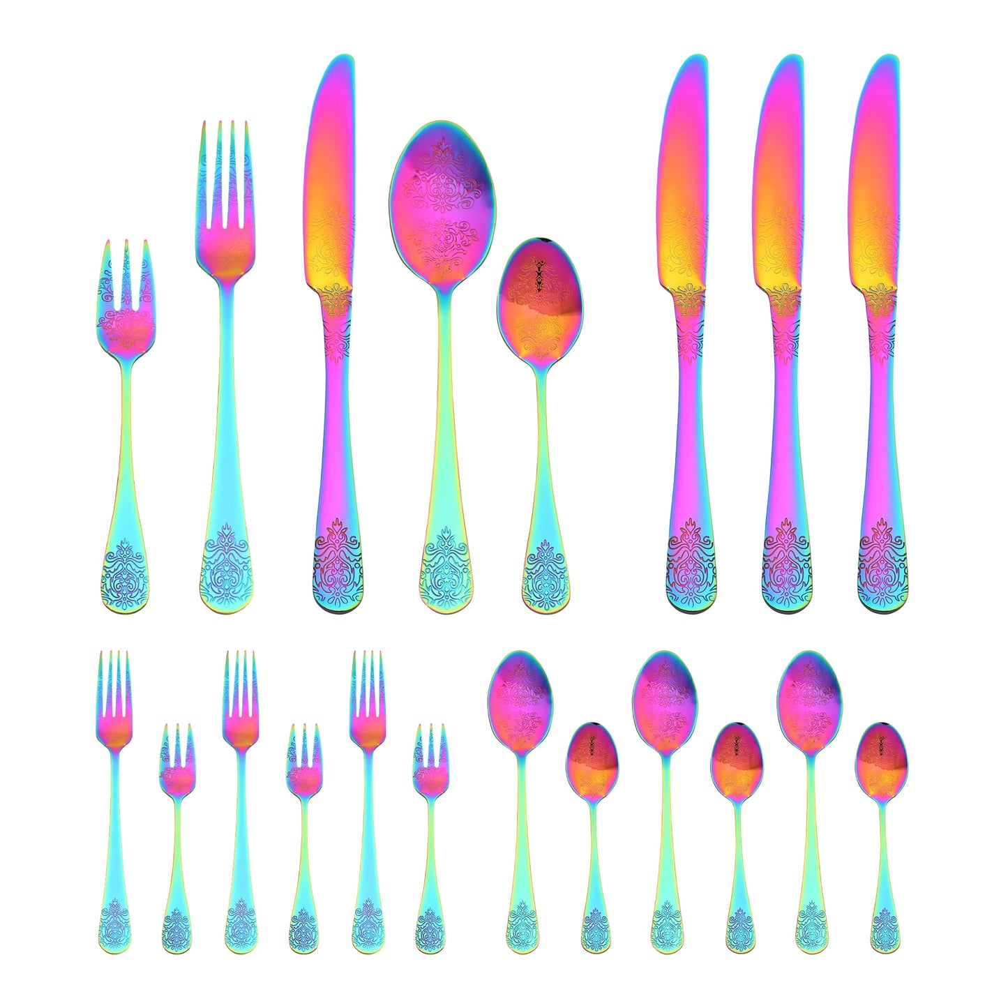 Unique Bargains 20 Pieces Stainless Steel Flatware Set for 4 Colorful