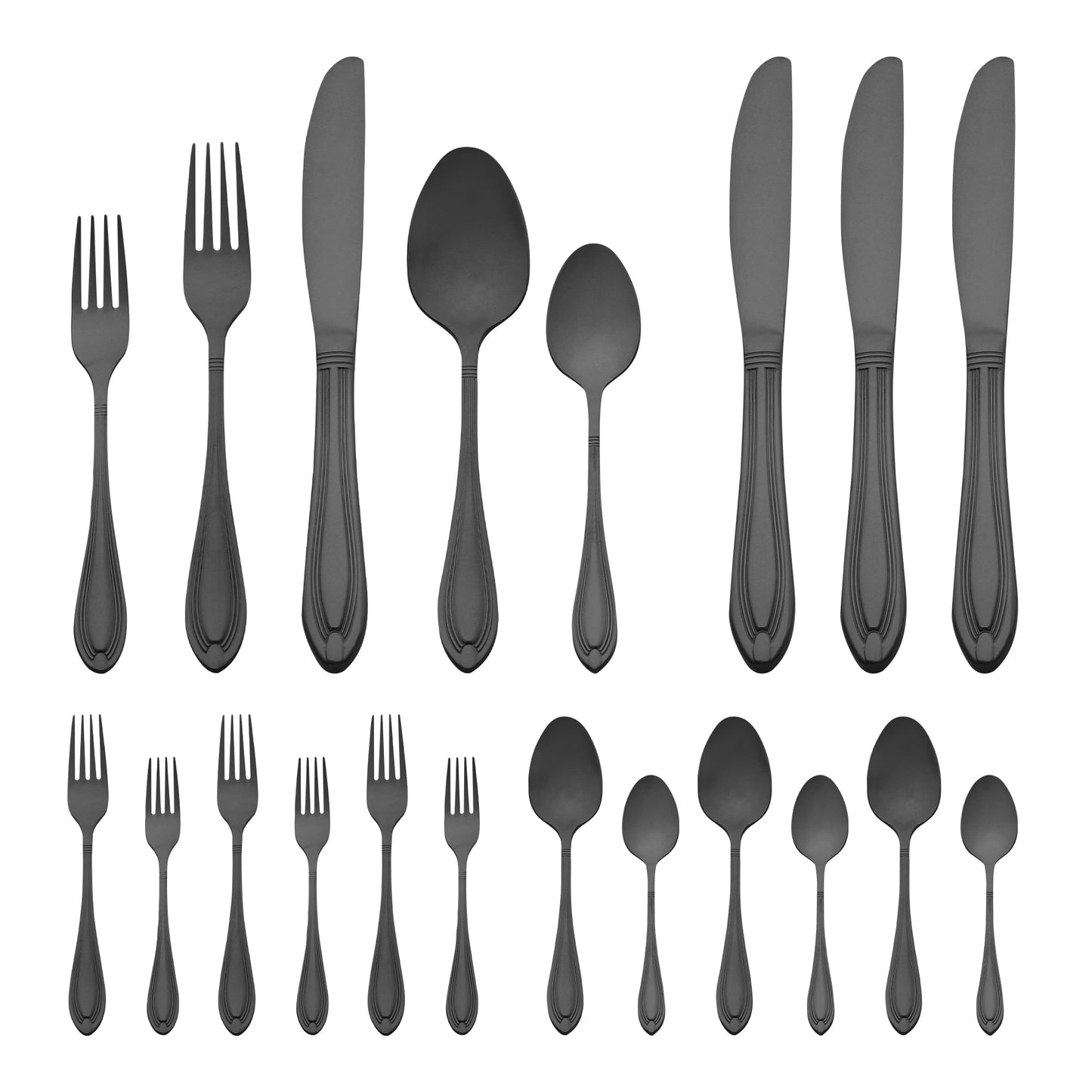 Unique Bargains 20 Pieces Stainless Steel Flatware Silverware Set Black