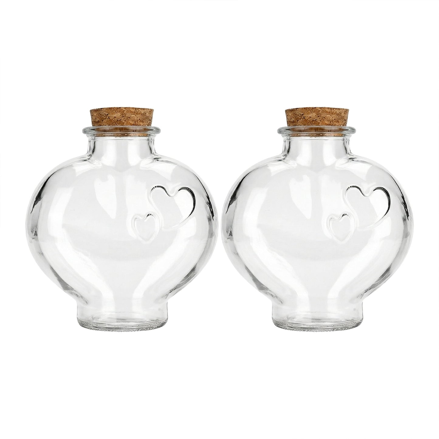 Unique Bargains 2pcs Glass Jars With Cork Stoppers Heart Shaped 5.4" x 5.4" x 5.7"