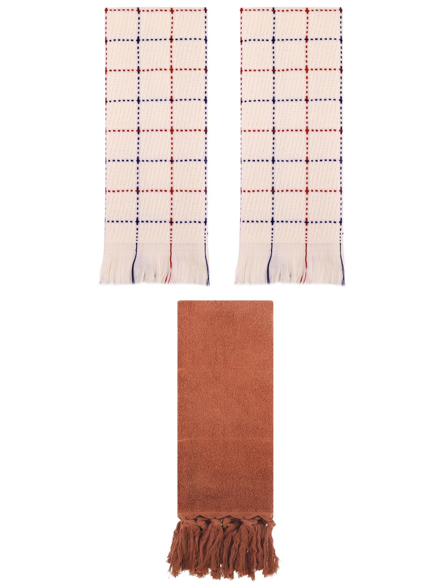 Unique Bargains 3 Pack Cotton Soft Turkish Bath Towel Brown/Beige 14"x30"/13"x29"