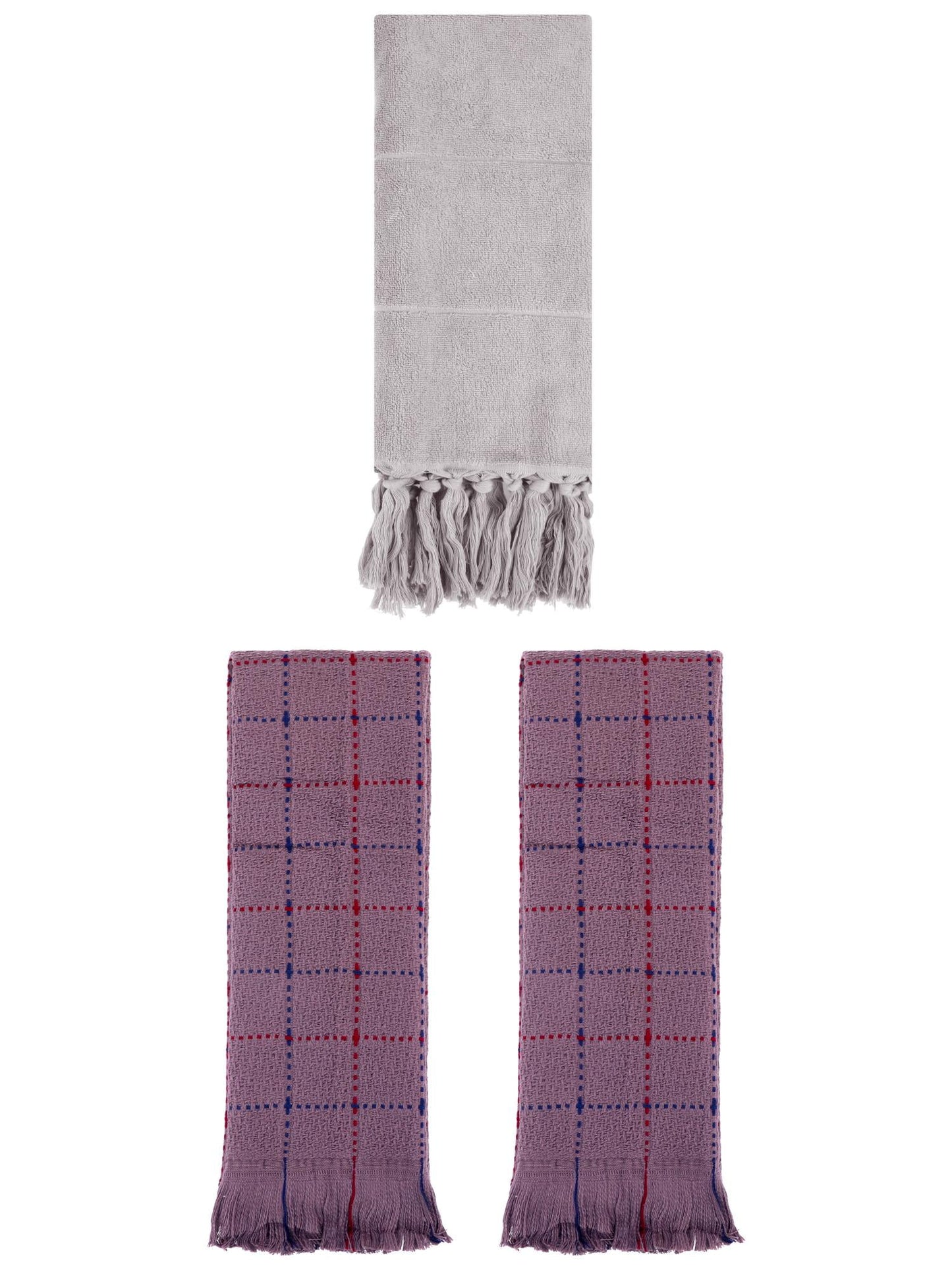 Unique Bargains 3 Pack Cotton Soft Turkish Bath Towel Grey/Brown 14"x30"/13"x29"