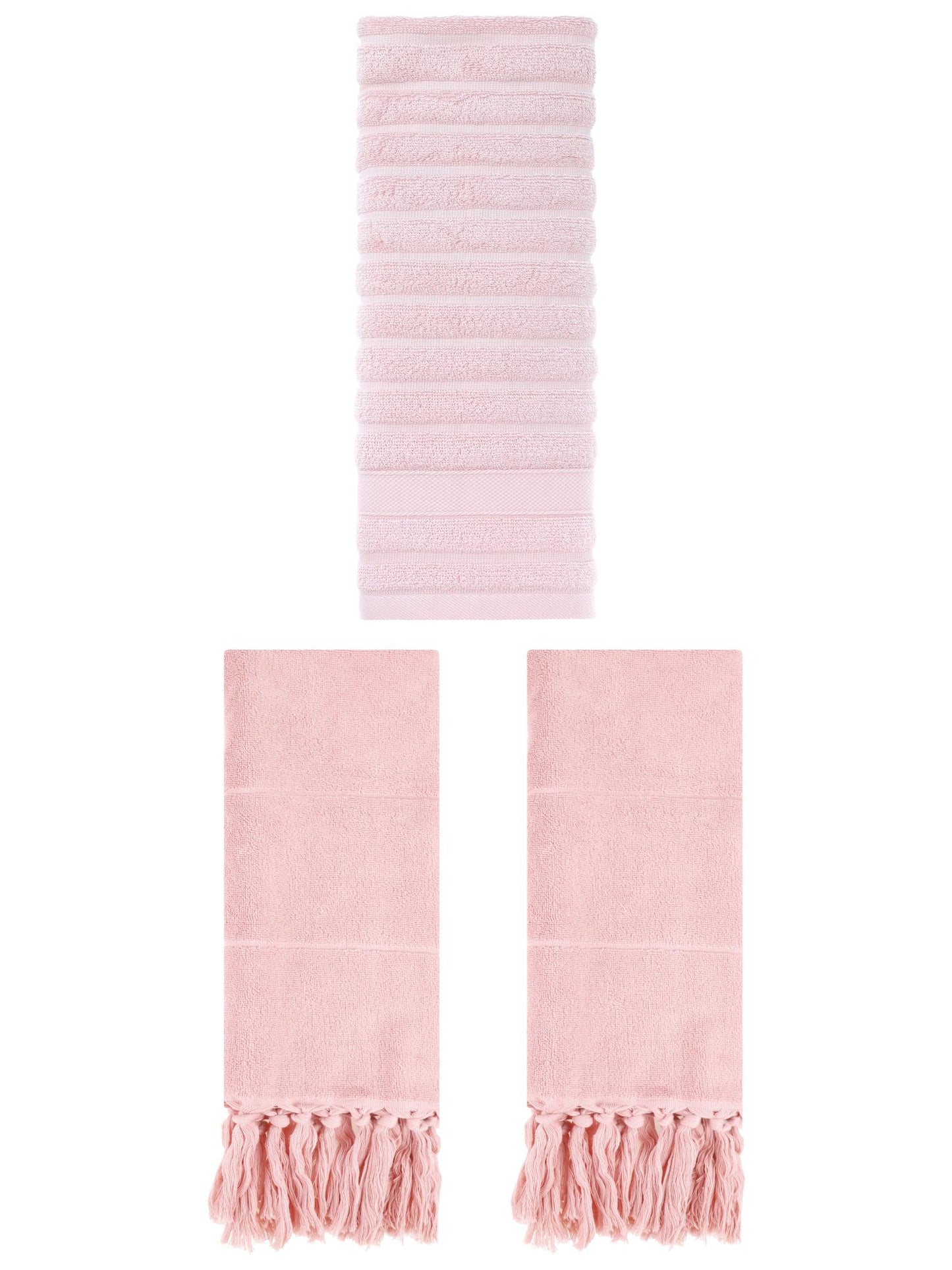 Unique Bargains 3 Pack Solid Absorbent Soft Cotton Hand Towels 14" x 30" Pink
