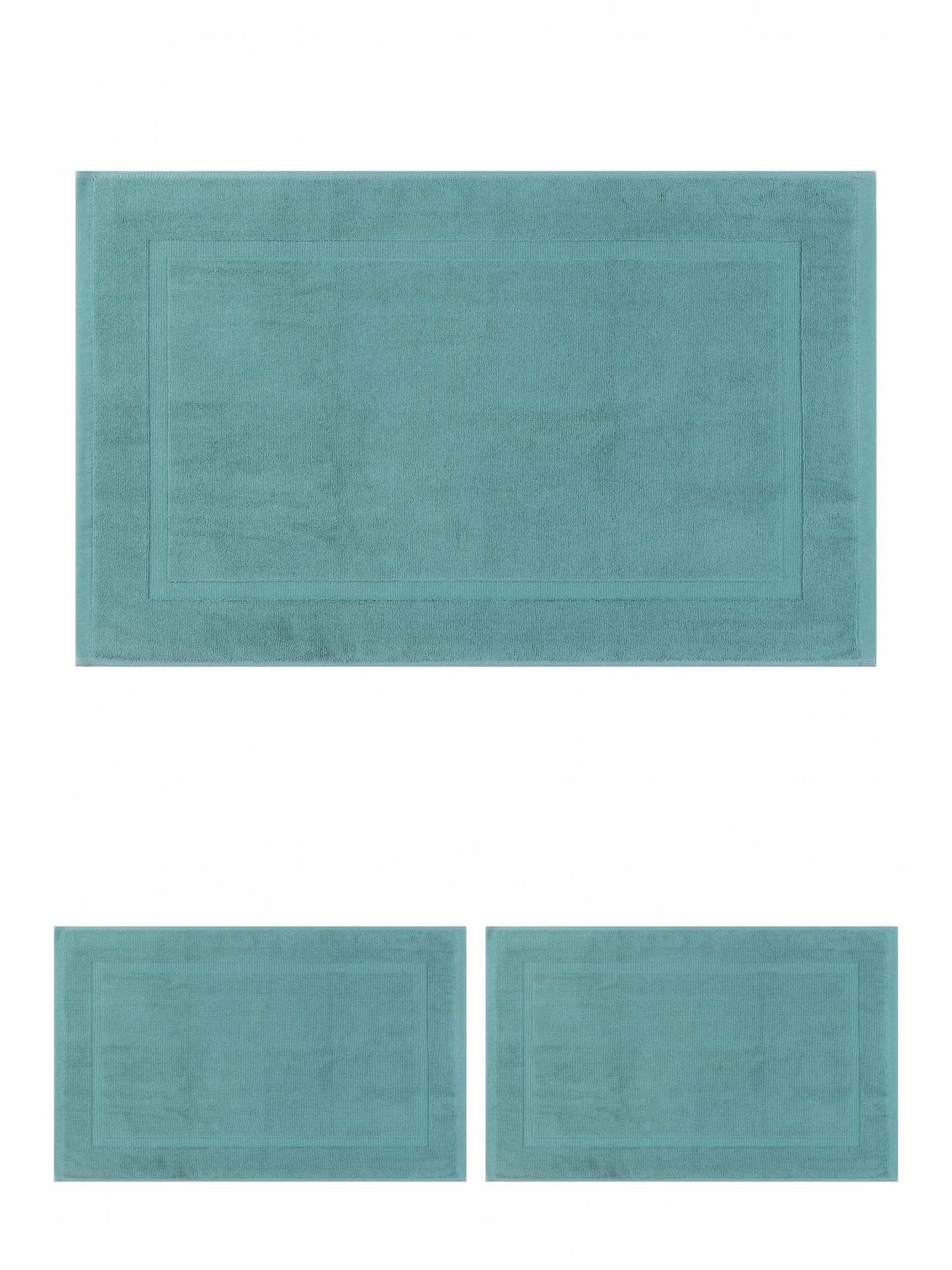 Unique Bargains 3 Pcs Towel Cotton Banded Mat Reversible Step Out Rug Blue 20" x 32"