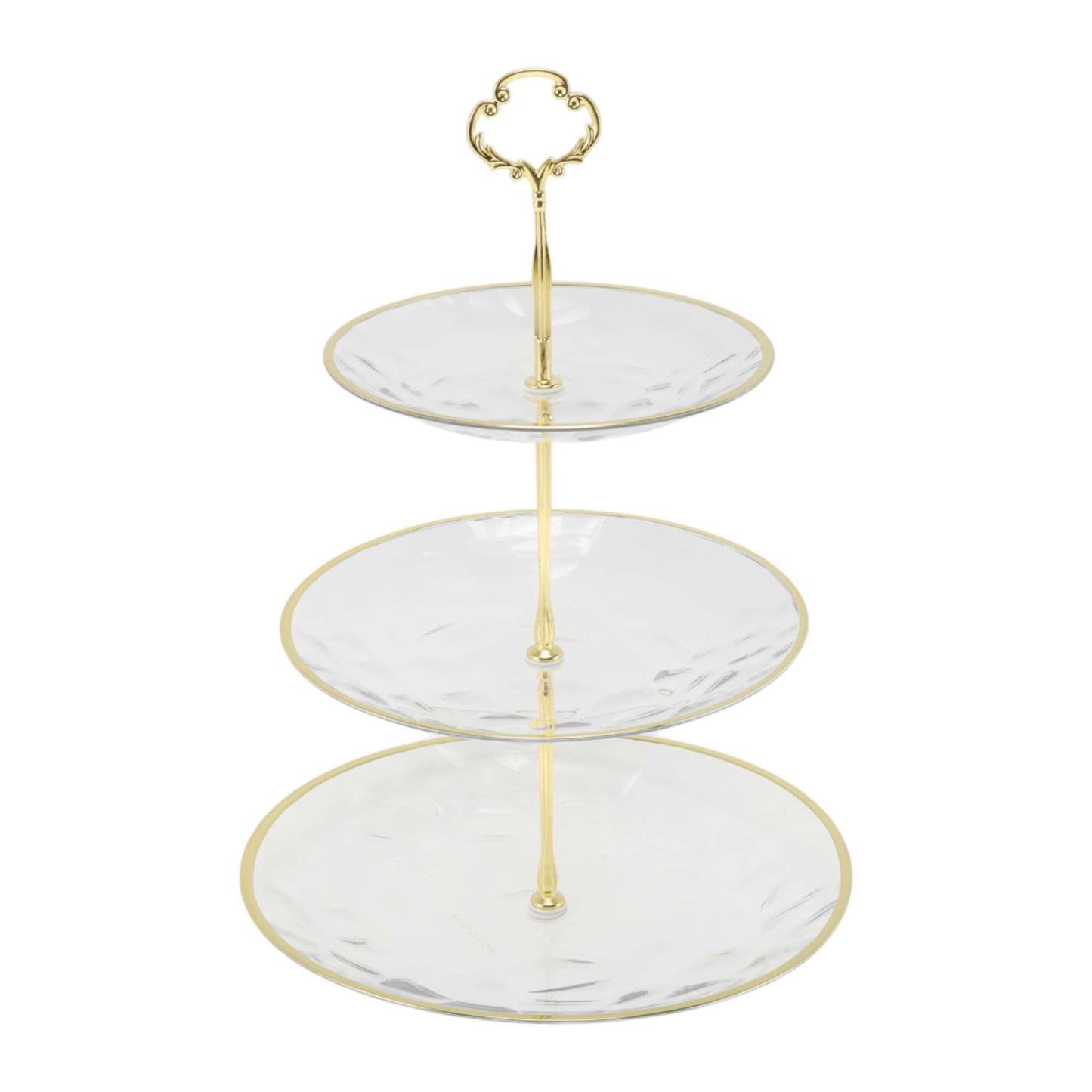 Unique Bargains 3 Tier Dessert Cupcake Stand Holder for Donut Clear Gold Tone