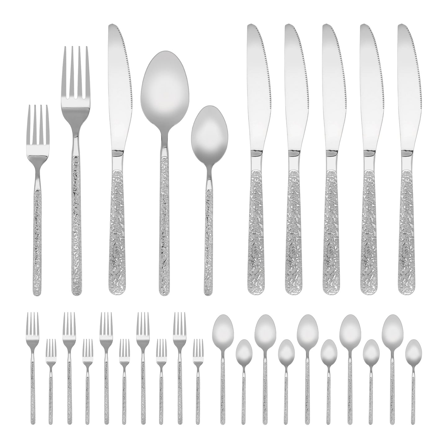 Unique Bargains 30 Piece Stainless Steel Silverware Set with Knife,Spoon,Fork Silver